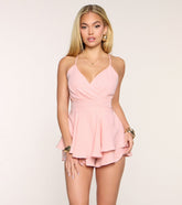 Flirty Moment Lace Back Skater Romper