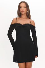 Minivestido de manga larga French Girl negro