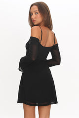 Minivestido de manga larga French Girl negro