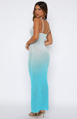 Vestido largo de ganchillo Sunshine Soul degradado azul celeste