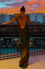 Maxivestido Amore espejismo verde azulado