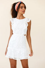 Vestido floral de malla Jackie Pinafore blanco
