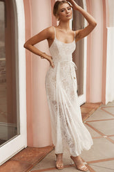 Vestido longo Palm Springs Lace Overlay branco