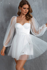 Minivestido blanco de manga transparente Fairytale Dream