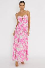 Vestido maxi Amanie con cintura fruncida rosa