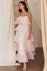 Vestido midi rosa Behati de capas escalonadas