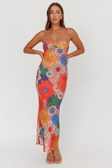 Vestido Maxi Laranja com Renda e Alças Finas Girl Power