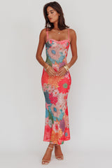 Vestido largo con tirantes de encaje Girl Power rosa