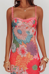 Vestido largo con tirantes de encaje Girl Power rosa