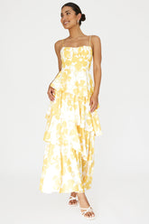 Vestido maxi escalonado Hopeful amarillo