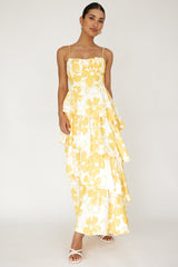 Vestido maxi escalonado Hopeful amarillo