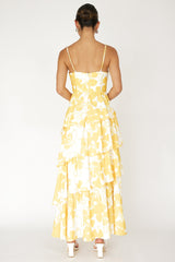 Vestido maxi escalonado Hopeful amarillo