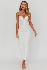 Vestido Longo de Renda com Amarração no Busto Passione Branco