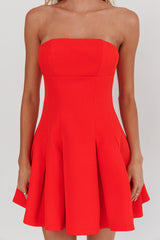 Minivestido fruncido sin tirantes Melodic rojo