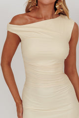 Vestido Maxi Asimétrico Escote Mágico Luz de Luna Amarillo Claro