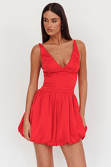 Minivestido Balão Vermelho Chamativo