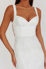 Vestido largo con tirantes y espalda descubierta Autumn Moon Blanco texturizado