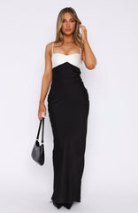 Vestido Longo Think Of Me Preto/Off White