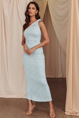 Vestido Midi Twist de un Hombro con Amor Duradero Azul Bebé