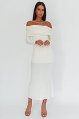 Vestido largo Juju sin hombros blanco