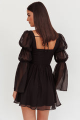 Minivestido Miya de manga larga negro