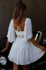 Minivestido de manga acampanada Desert Rose Blanco
