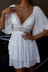 Minivestido de manga acampanada Desert Rose Blanco