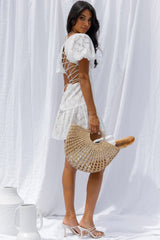 Vestido de Renda com Manga Bufante e Costas de Amarrar Petite Cherie Branco