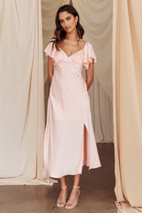 Vestido midi con abertura lateral y mangas mariposa de Park Avenue, color rubor