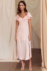 Vestido midi con abertura lateral y mangas mariposa de Park Avenue, color rubor