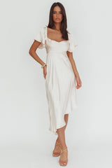 Vestido Midi Asimétrico Con Lazo Trasero Grayson Color Champán