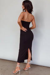 Vestido Midi Escote Corazón Primera Cita Negro