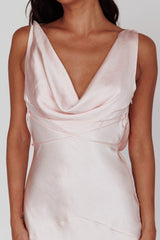 Vestido largo Cassiopeia con espalda descubierta y lazo - Rosa empolvado