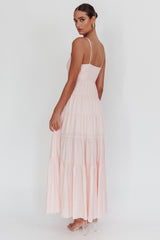 Vestido longo Main Attraction com alças e decote em coração, cor blush