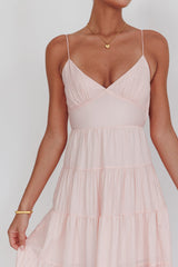Vestido longo Main Attraction com alças e decote em coração, cor blush