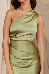 Vestido largo con abertura asimétrico Kamillia color verde oliva
