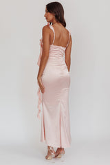 Vestido Midi Rosa Bebé con Volantes Rubor