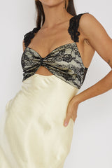 Vestido Longo Claribel de Renda com Busto Limão