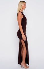 Vestido Longo Don't Want To Be Apart Marrom Escuro