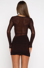 Minivestido de manga larga Like It Like That Chocolate