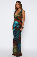 Maxivestido Amore espejismo verde azulado