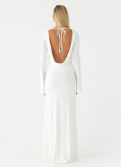 Vestido largo Elmont de manga larga - Blanco