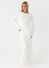Vestido Maxi Elmont de Manga Comprida - Branco