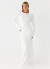 Vestido largo Elmont de manga larga - Blanco