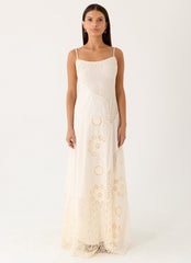Vestido largo de algodón Fabienne Spliced - Marfil