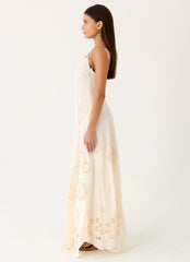 Vestido largo de algodón Fabienne Spliced - Marfil