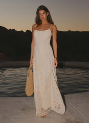 Vestido largo de algodón Fabienne Spliced - Marfil