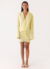 Minivestido camisa Farretti - Amarillo pálido
