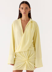 Minivestido camisa Farretti - Amarillo pálido