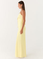 Vestido maxi de satén Flora - Limón